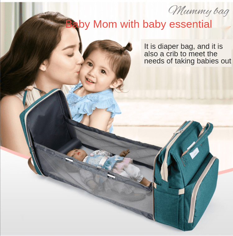 Multifunctional 4 in 1 Baby Diaper Bag With Bed (Waterproof Exterior)