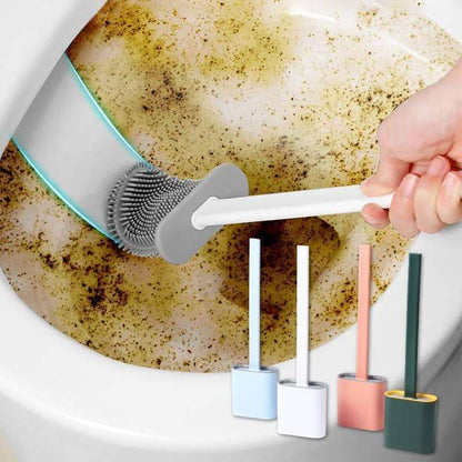 Silicone Bristles Toilet Brush and Holder for Bathroom