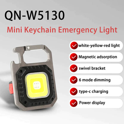 COB Small Flashlights 800 Lumens Bright Rechargeable Keychain