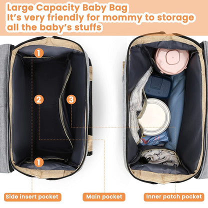 Multifunctional 4 in 1 Baby Diaper Bag With Bed (Waterproof Exterior)